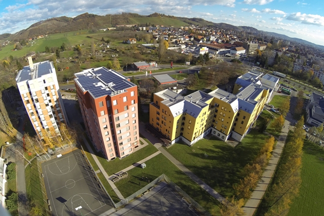 Pogled na študentske domove iz zraka
