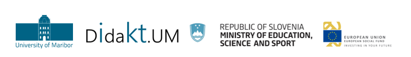 Image shows logotypes of the UM, the Didakt.UM project, Ministry of Education, Science and Sport and European Social Fund