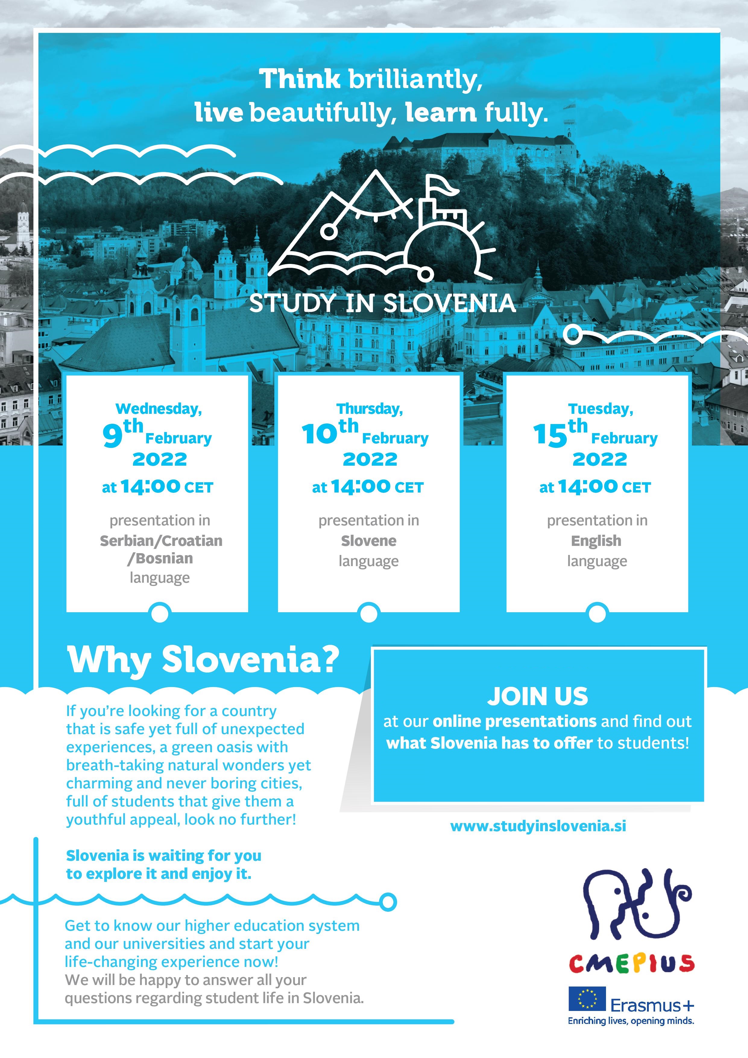 Predstavitveni letak Study in Slovenia