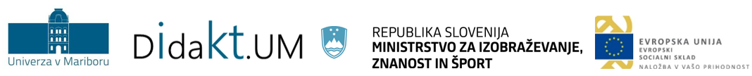 Logotip Univerze v Mariboru, projekta Didakt.UM, MIZŠ in ESS