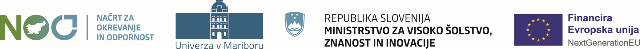 Logotip za NOO, Univerzo v Mariboru, RS Ministrstvo za visoko šolstvo, znanost in inovacije, Financira Evropska unija.